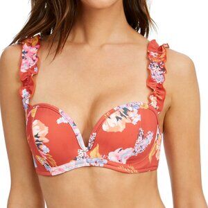 Sundazed‎ Skye Floral Bra-Sized Bikini Top Orange Size 32C NWOT